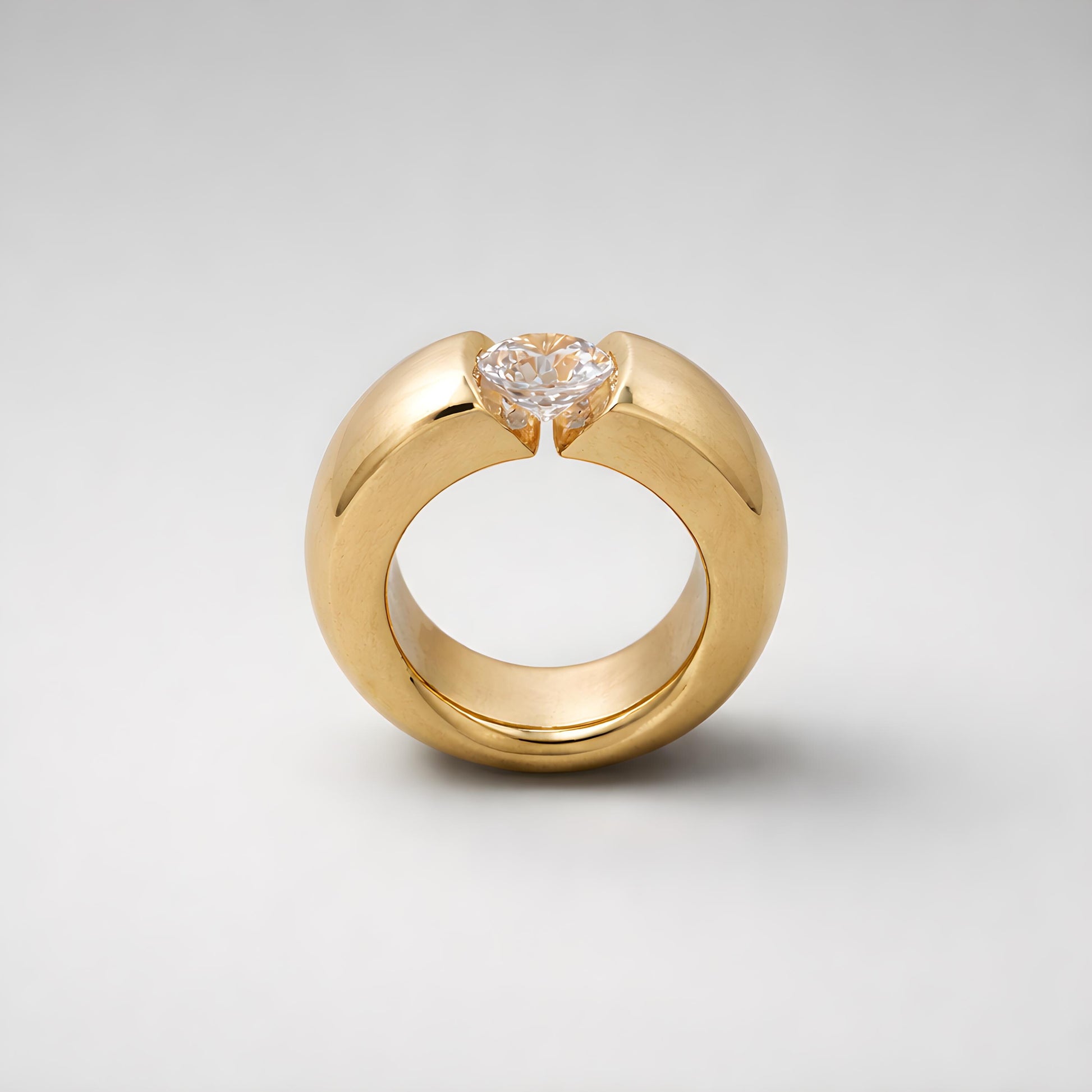 Thick Band Moissanite Ring: Wide Gold Statement Ring for Women