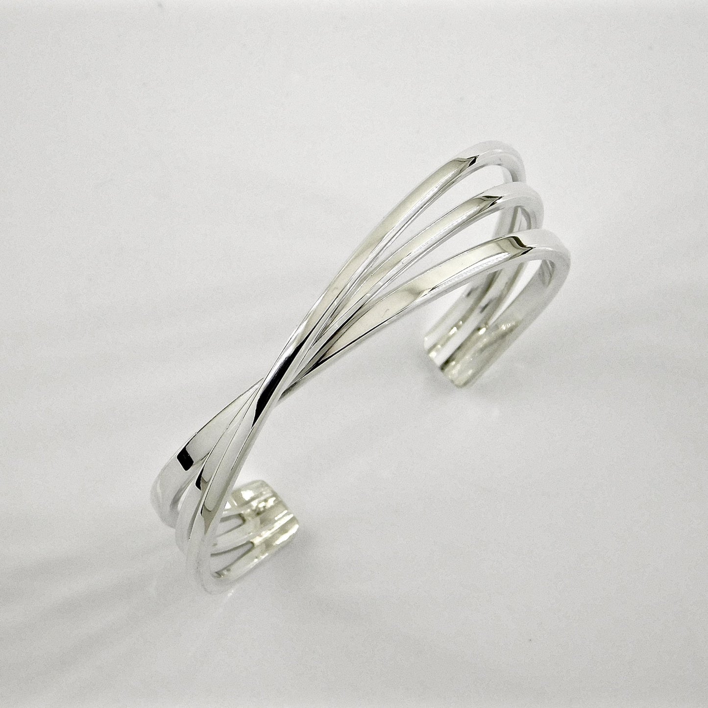 Triple Bracelet For Women: Multi Layer Wristlet, Modern Silver Cuff
