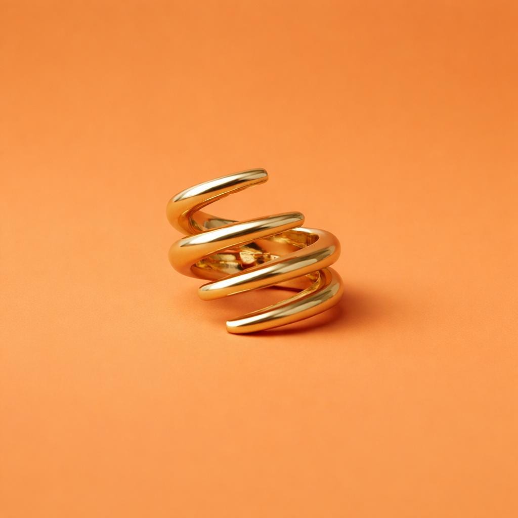 Statement Ring for Women: Wide Multiple Band Gold Plated