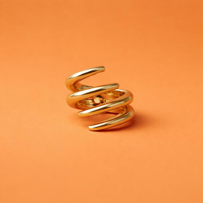 Statement Ring for Women: Wide Multiple Band Gold Plated