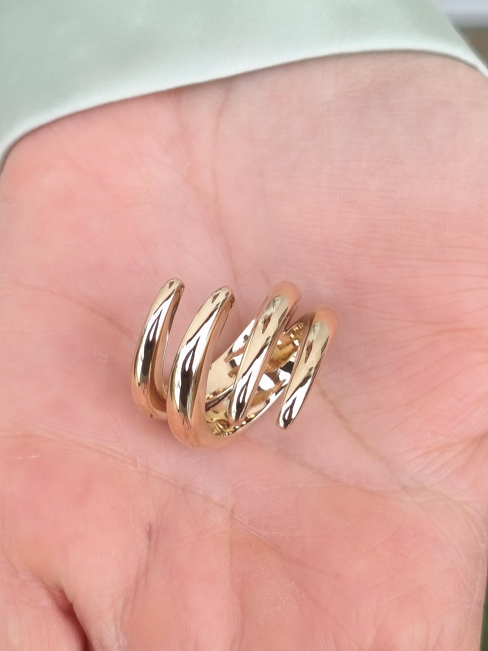 Statement Ring for Women: Wide Multiple Band Gold Plated