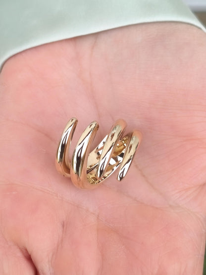 Statement Ring for Women: Wide Multiple Band Gold Plated