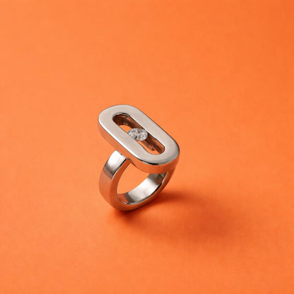 Oval Moissanite Ring: AG950 Silver Statement Ring, Handmade