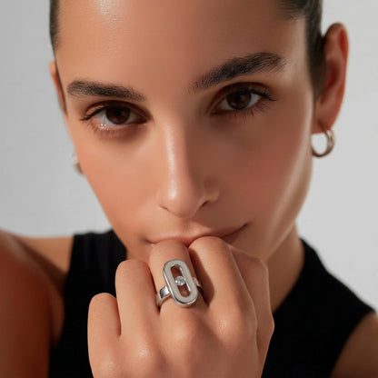 Oval Moissanite Ring: AG950 Silver Statement Ring, Handmade