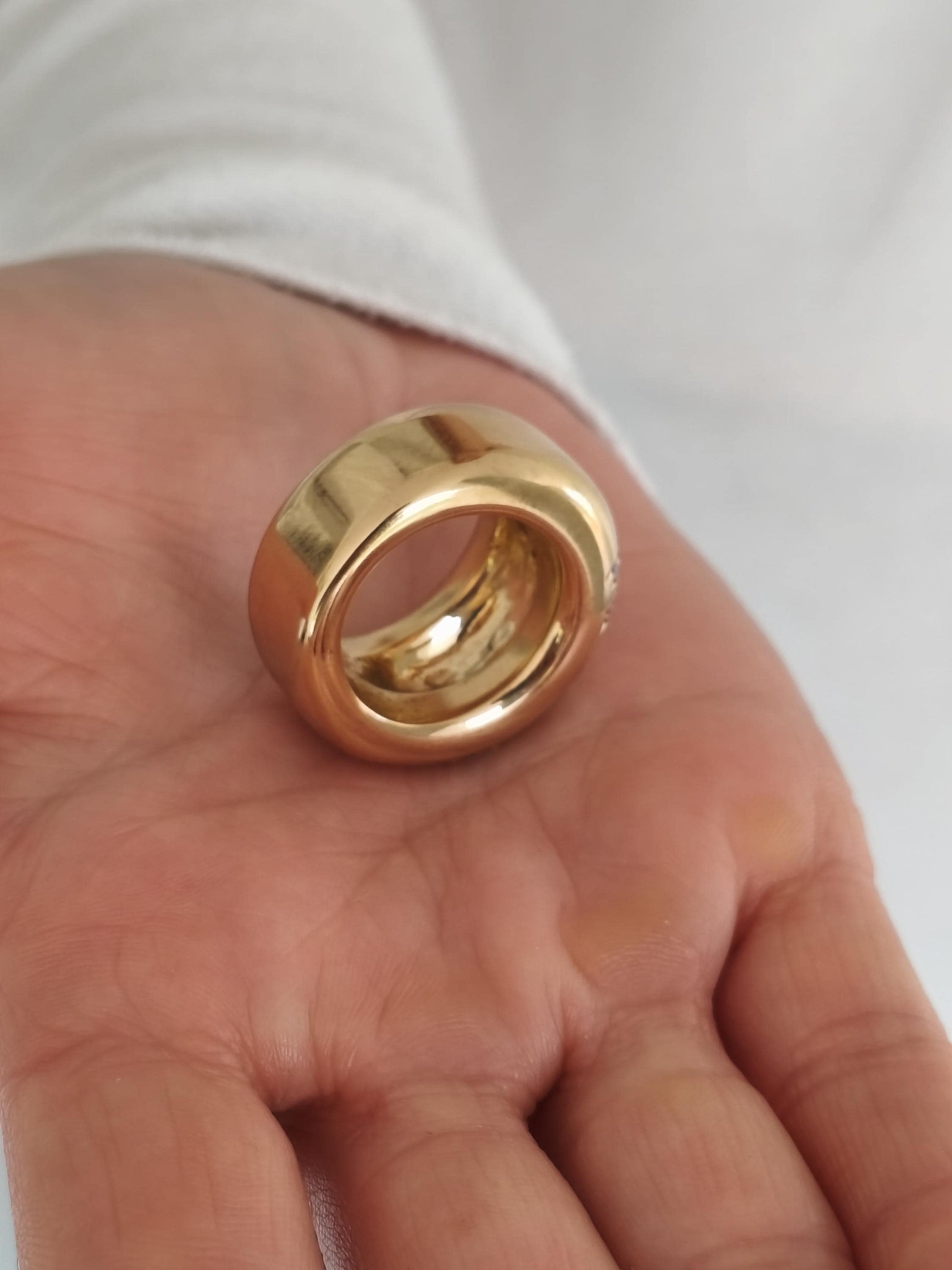 Large statement ring: Multiple gemstones Band, Wide Rings for Women, Heavy Jewelry