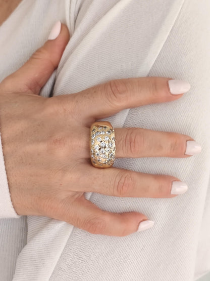 Large statement ring: Multiple gemstones Band, Wide Rings for Women, Heavy Jewelry