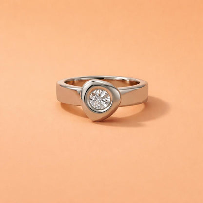 Moissanite Engagement Ring: Palladium coated AG950 Sterling Silver Solitaire