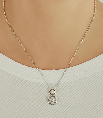 Motherhood Pendant Necklace, Pregnancy Jewelry with Zircon Stones, Mother and Baby Necklace, Silver AG950