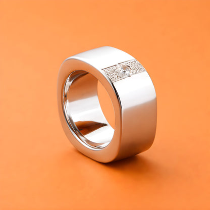 Square Wedding Band Silver: Chunky Ring For Men And Women
