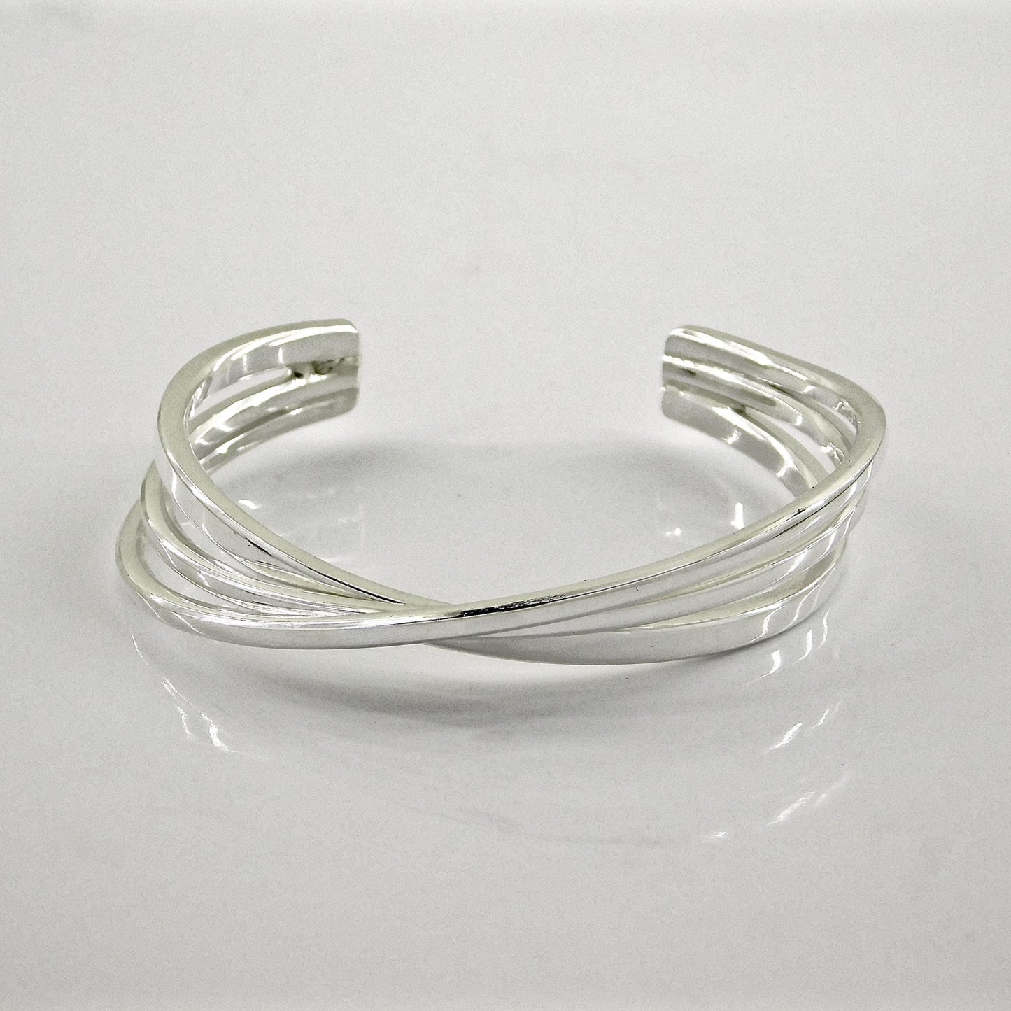 Triple Bracelet For Women: Multi Layer Wristlet, Modern Silver Cuff