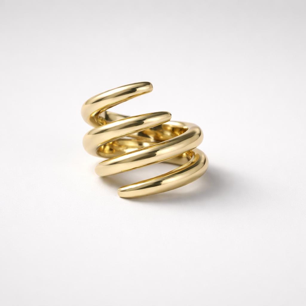 Statement Ring for Women: Wide Multiple Band Gold Plated