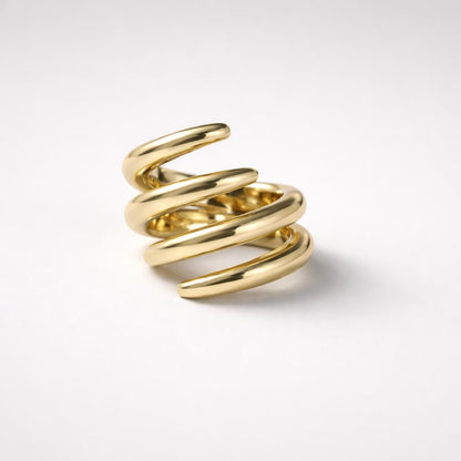 Statement Ring for Women: Wide Multiple Band Gold Plated