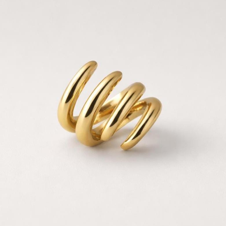 Statement Ring for Women: Wide Multiple Band Gold Plated