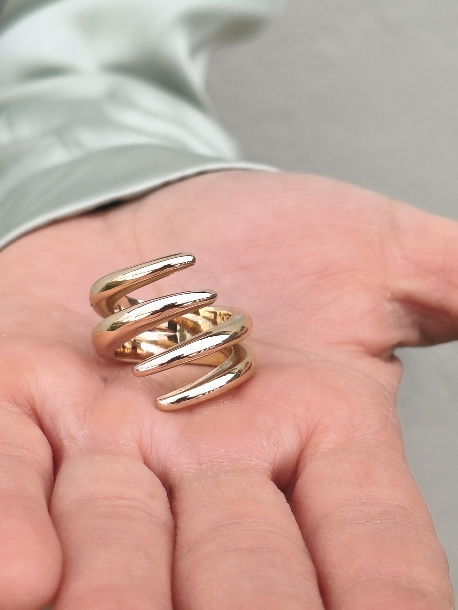 Statement Ring for Women: Wide Multiple Band Gold Plated