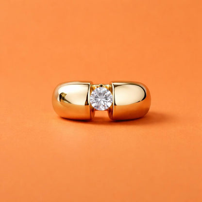 Gold Statement Ring: Engagement Ring Tension Setting