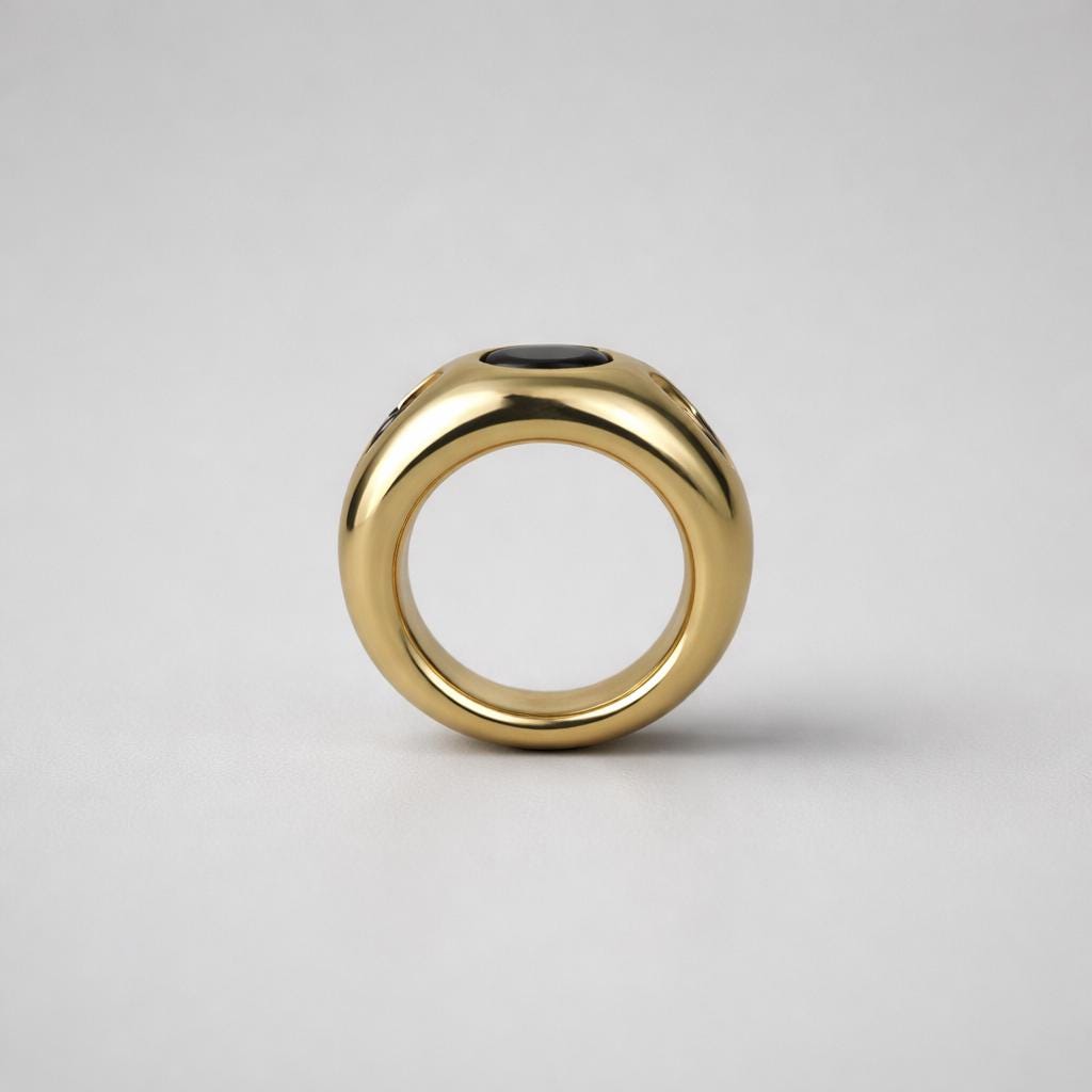 Statement Ring For Women: Gipsy Art design, Multi Color Gemstones, Dome Band Gold Plated