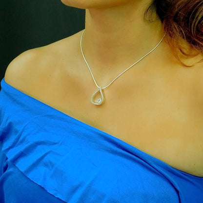 Necklace for Women: Silver AG 950 Pendant with moissanite and Sterling Silver 925 chain