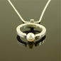 Ring Pandant Necklace: Silver neclace with Pearl and Sterling Silver 925 chain