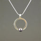Ring Pandant Necklace: Silver neclace with Pearl and Sterling Silver 925 chain