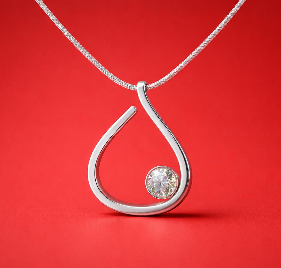 Necklace for Women: Silver AG 950 Pendant with moissanite and Sterling Silver 925 chain