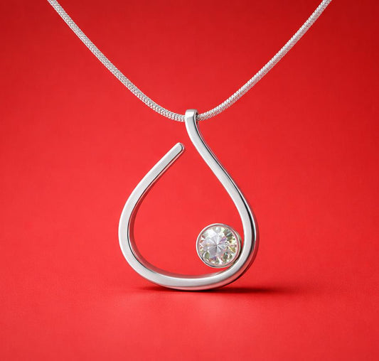 Necklace for Women: Silver AG 950 Pendant with moissanite and Sterling Silver 925 chain