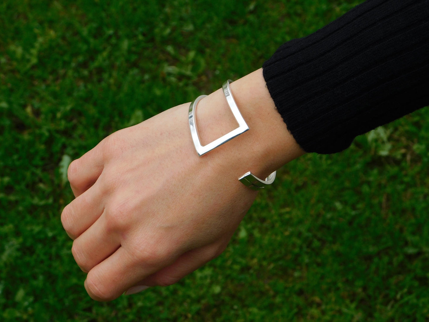 Contemporary Bracelet – Designer Cuff Bracelet, AG950 Silver Bangle