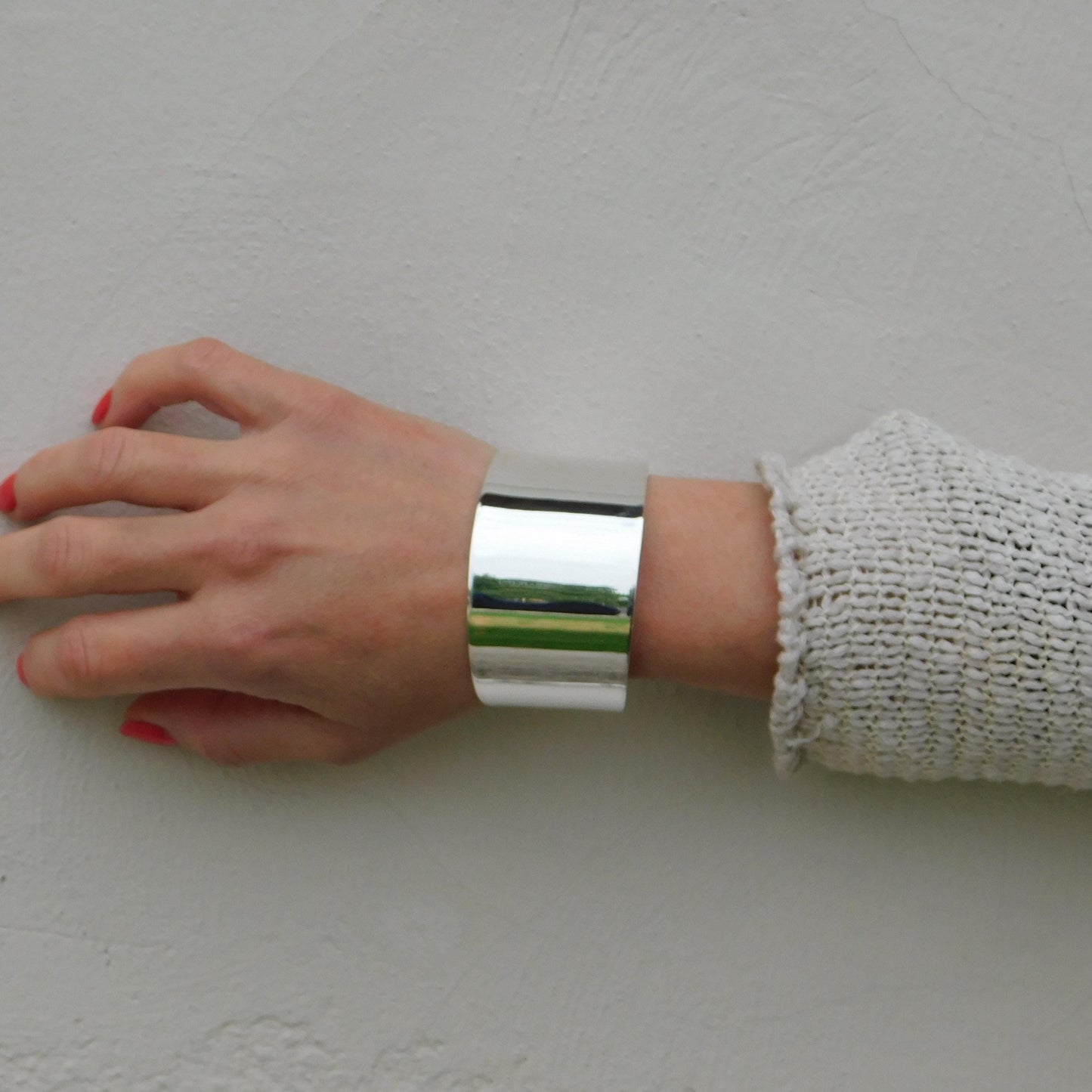 Extra Wide Cuff Bracelet: Heavy Silver Wristlet, Large Silver Bangle