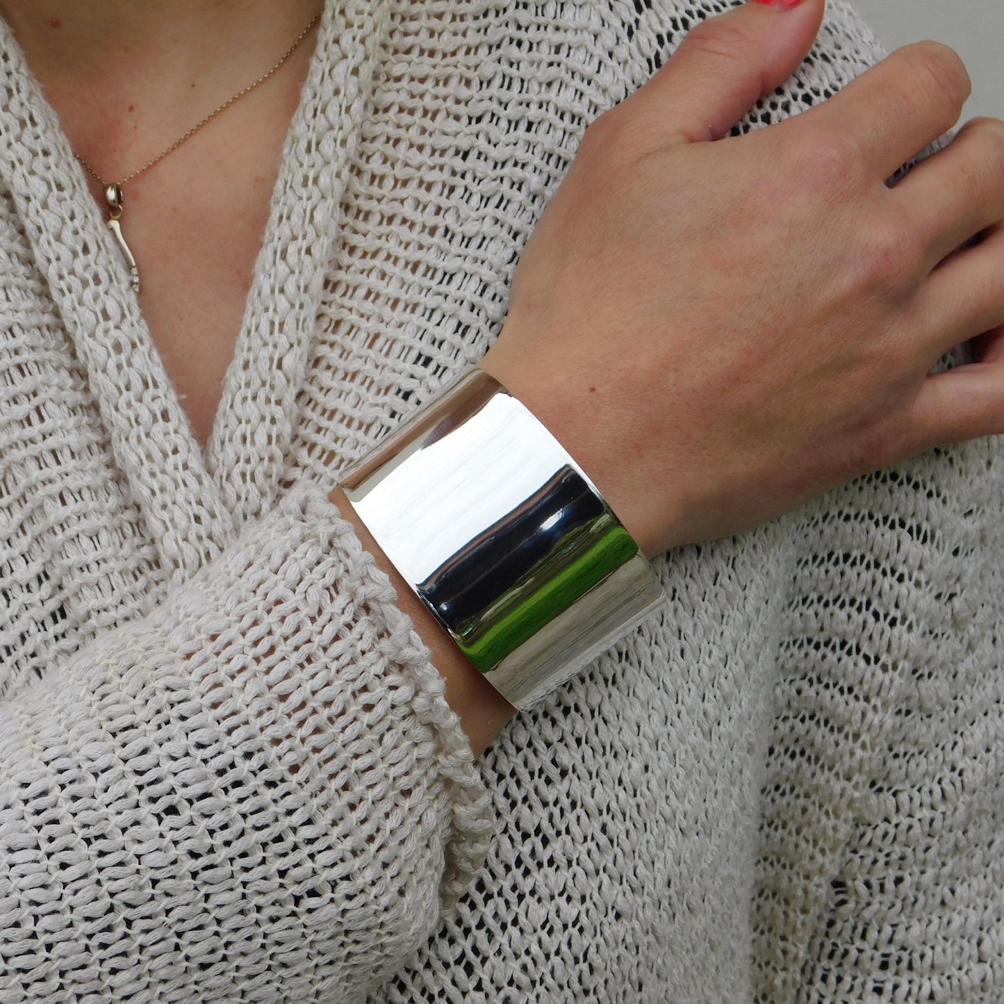 Extra Wide Cuff Bracelet: Heavy Silver Wristlet, Large Silver Bangle