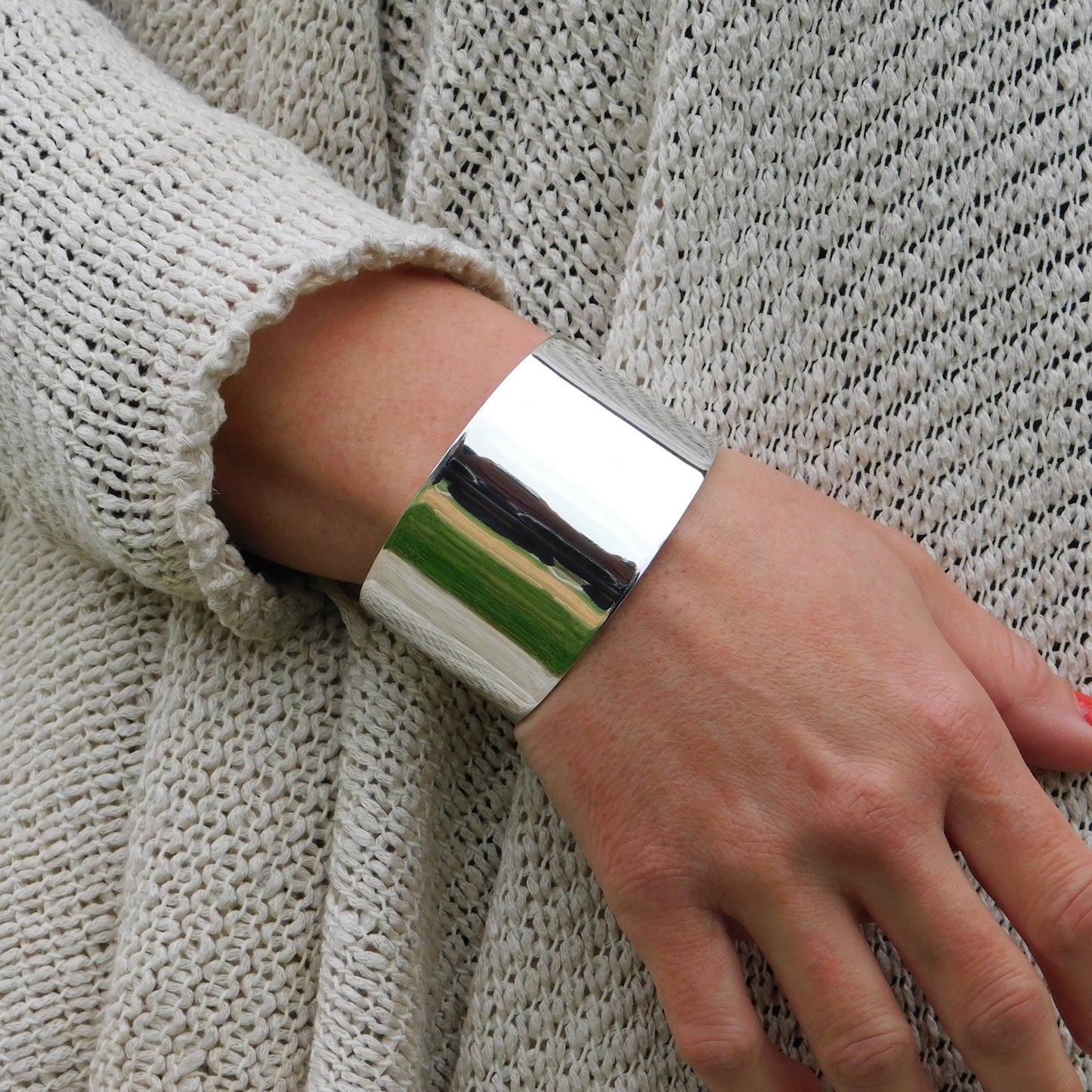 Extra Wide Cuff Bracelet: Heavy Silver Wristlet, Large Silver Bangle