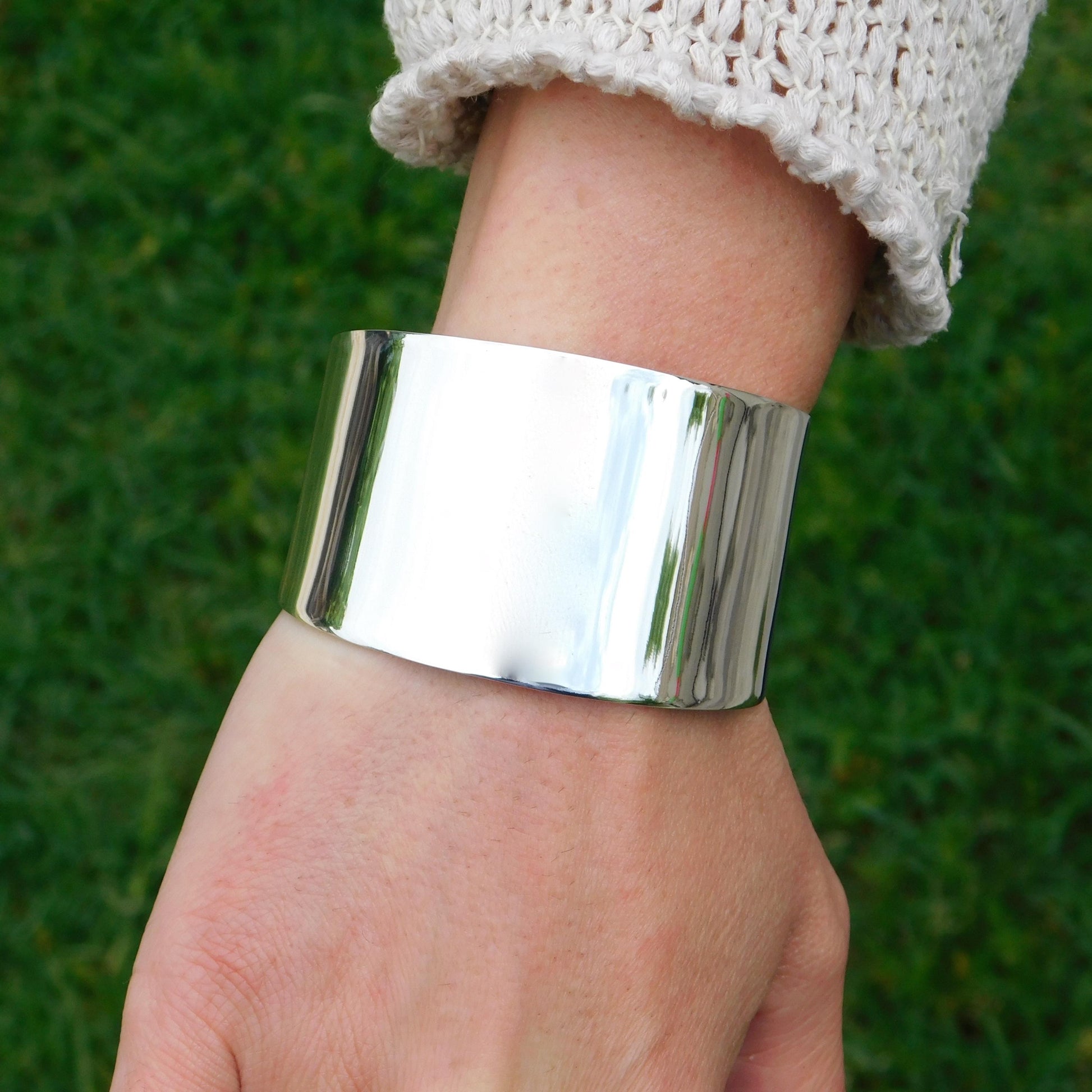 Extra Wide Cuff Bracelet: Heavy Silver Wristlet, Large Silver Bangle