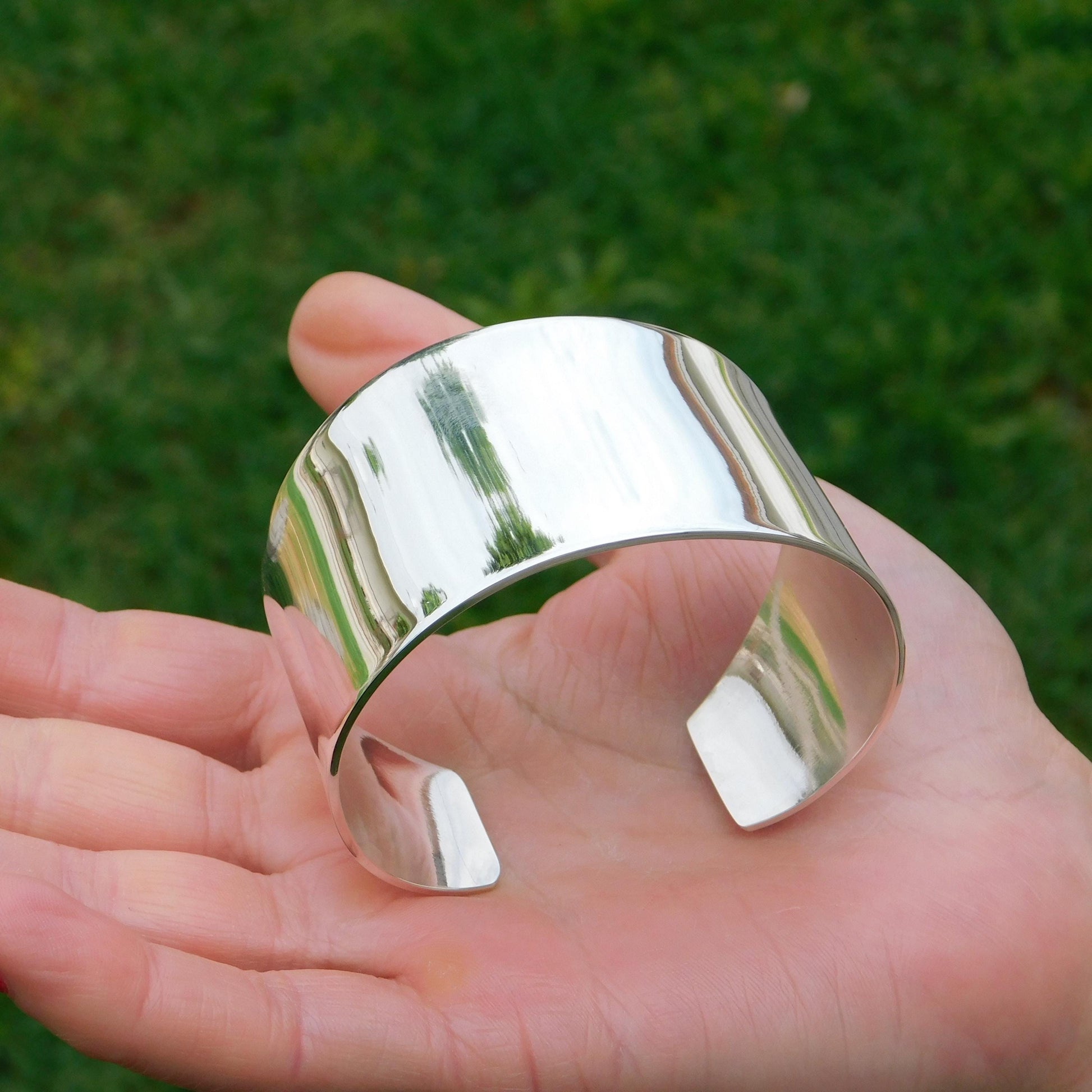 Extra Wide Cuff Bracelet: Heavy Silver Wristlet, Large Silver Bangle