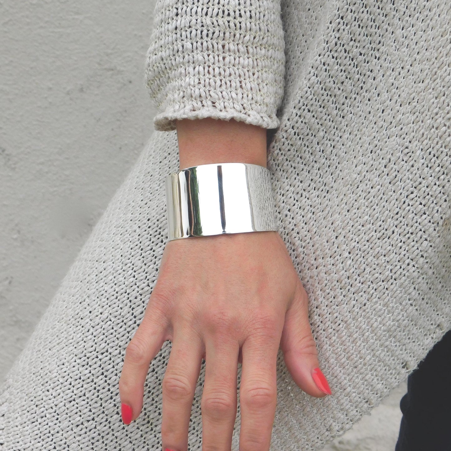 Extra Wide Cuff Bracelet: Heavy Silver Wristlet, Large Silver Bangle