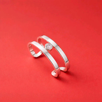 Minimalist Sterling Silver Open Cuff Bracelet, 2Ct Moissanite, Handmade Luxury Jewelry