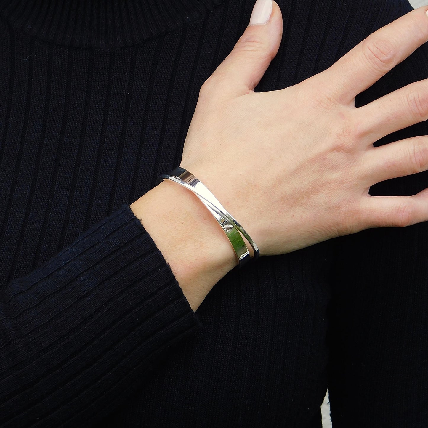 Cuff Bracelet for Women: Modern Bangle, Double Wristlet
