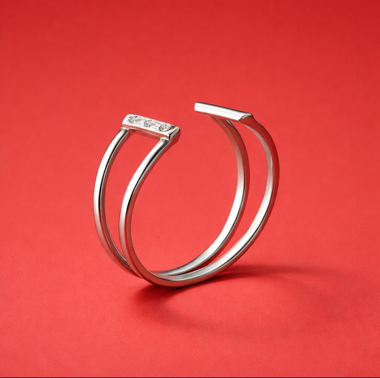 Cuff Bracelet For Women: Cubic Zirconia Stones, Modern Bangle, Handmade Jewelry, Silver AG 950