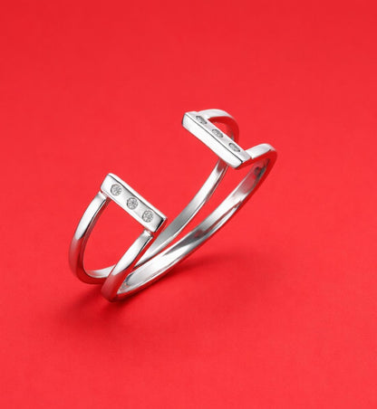 Cuff Bracelet For Women: Cubic Zirconia Stones, Modern Bangle, Handmade Jewelry, Silver AG 950