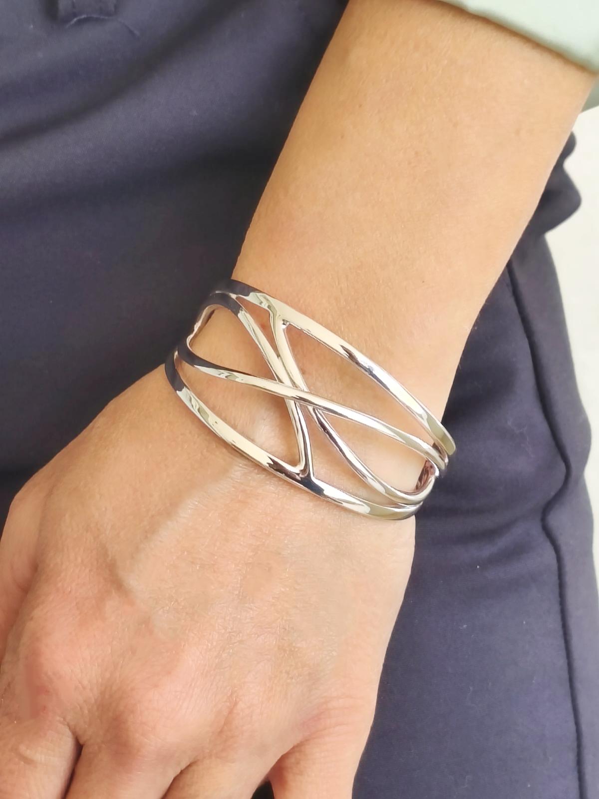 Cuff Bracelet For Women – Modern Open Bangle, Minimalist Statement Jewelry, Asymmetric Wristlet