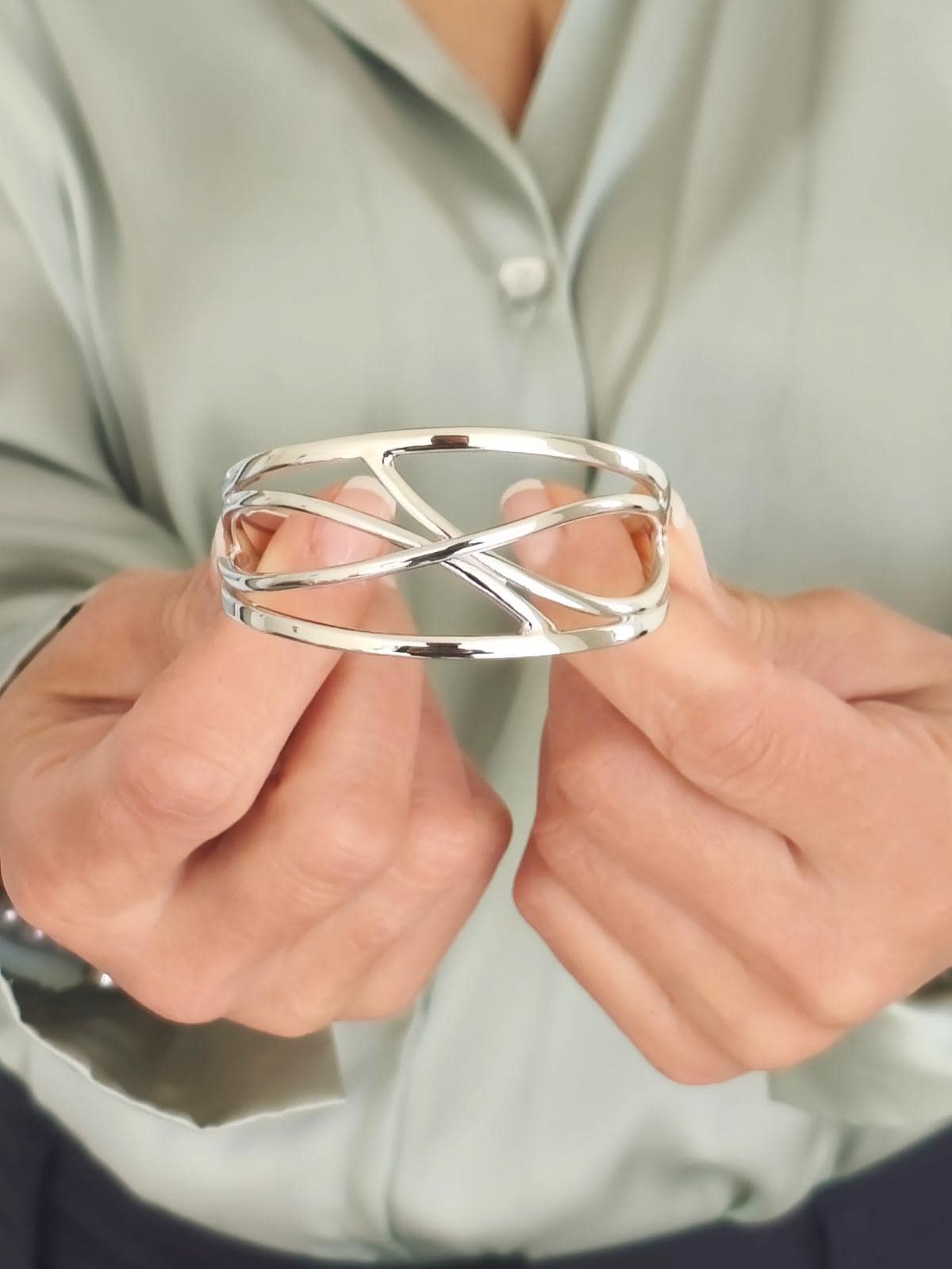 Cuff Bracelet For Women – Modern Open Bangle, Minimalist Statement Jewelry, Asymmetric Wristlet