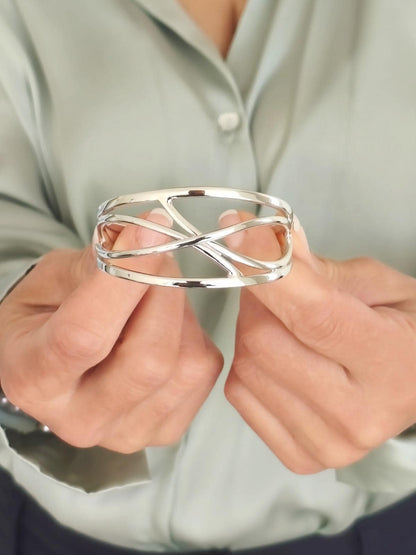 Cuff Bracelet For Women – Modern Open Bangle, Minimalist Statement Jewelry, Asymmetric Wristlet