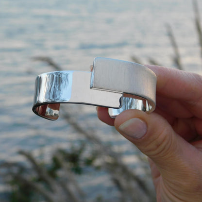 Wide Cuff Bracelet – Wristlet for Men and Women, AG950 Silver Brushed Bangle