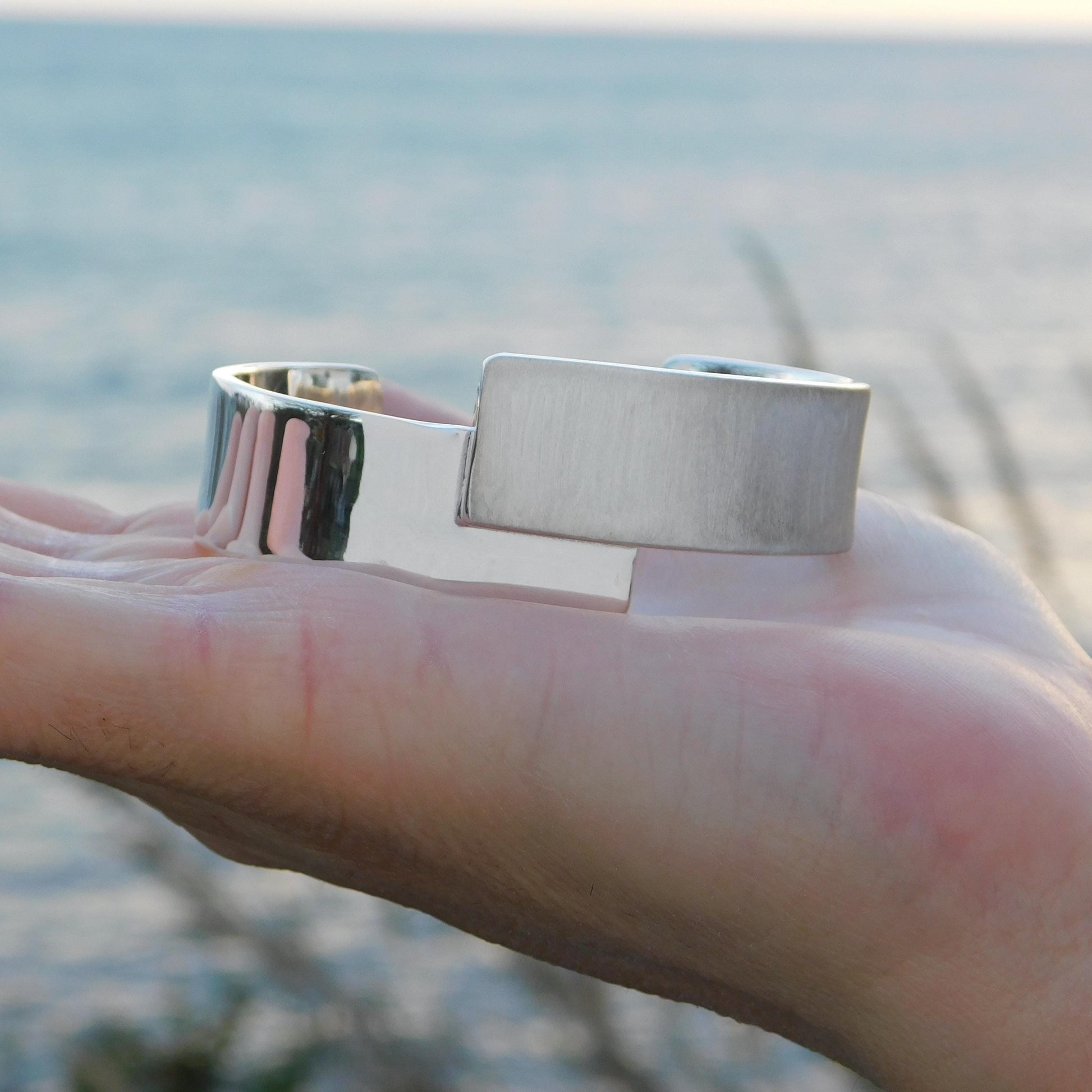 Wide Cuff Bracelet – Wristlet for Men and Women, AG950 Silver Brushed Bangle
