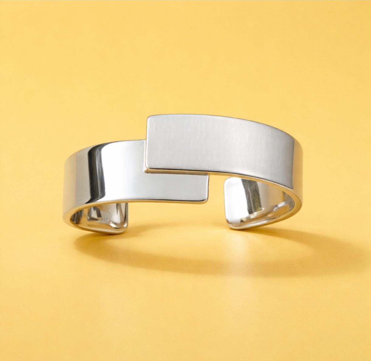 Wide Cuff Bracelet – Wristlet for Men and Women, AG950 Silver Brushed Bangle