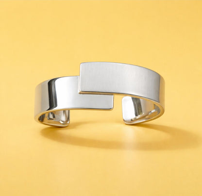 Wide Cuff Bracelet – Wristlet for Men and Women, AG950 Silver Brushed Bangle