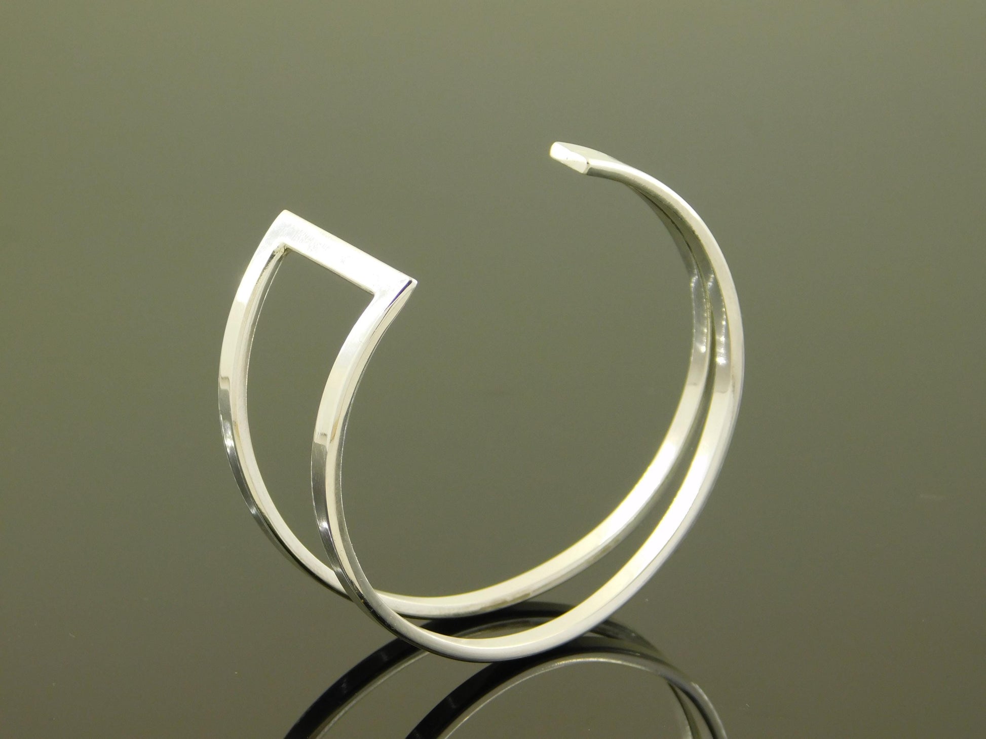Contemporary Bracelet – Designer Cuff Bracelet, AG950 Silver Bangle