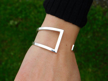 Contemporary Bracelet – Designer Cuff Bracelet, AG950 Silver Bangle