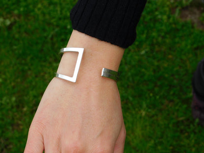 Contemporary Bracelet – Designer Cuff Bracelet, AG950 Silver Bangle