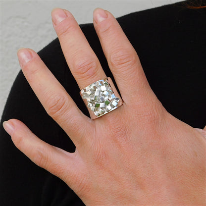 Large Statement Ring: Wide Band Silver Ring, Contemporary design
