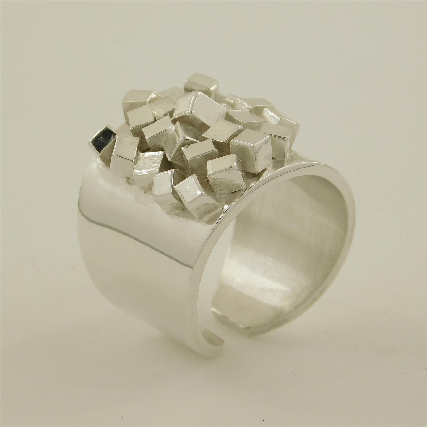 Large Statement Ring: Wide Band Silver Ring, Contemporary design
