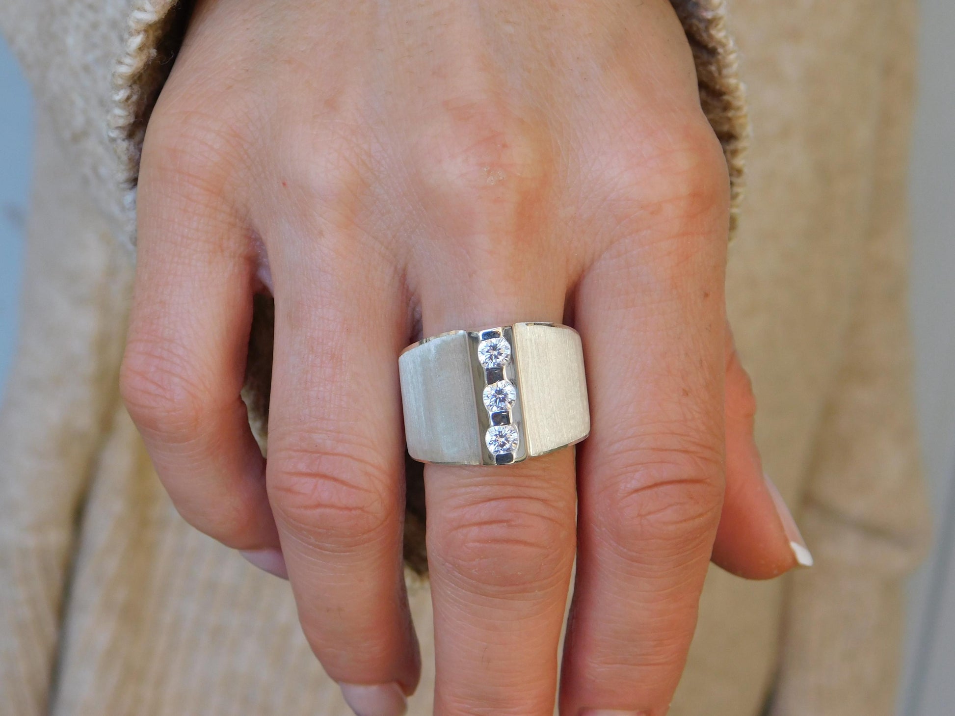 Wide Band Statement Ring – Modern Silver Ring For Women