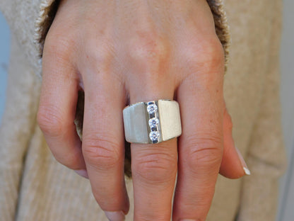 Wide Band Statement Ring – Modern Silver Ring For Women